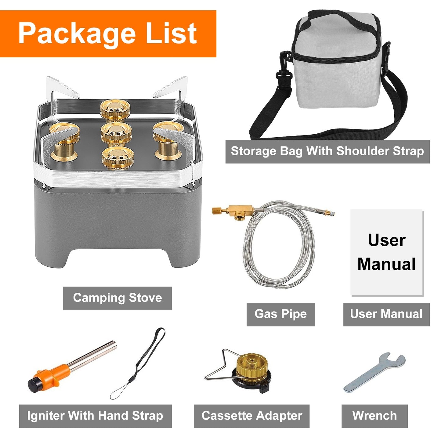 Camping Stove With Cassette Adapter Windproof Outdoor Backpacking Burner With Carrying Case Igniter For Outdoor Hiking Camping Picnic Backpacking