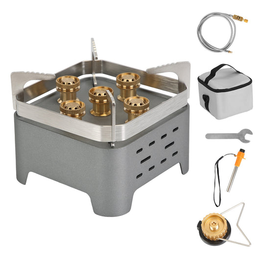 Camping Stove With Cassette Adapter Windproof Outdoor Backpacking Burner With Carrying Case Igniter For Outdoor Hiking Camping Picnic Backpacking