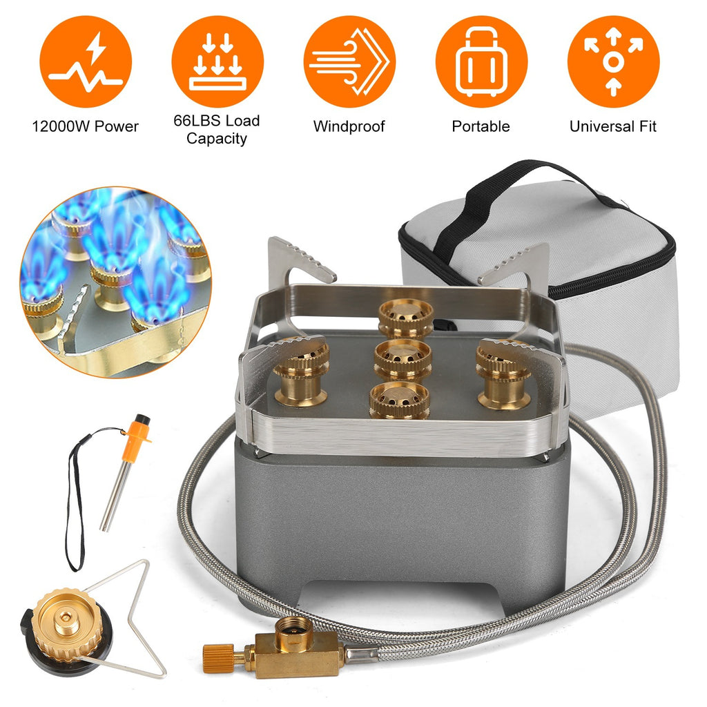 Camping Stove With Cassette Adapter Windproof Outdoor Backpacking Burner With Carrying Case Igniter For Outdoor Hiking Camping Picnic Backpacking